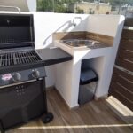 Private barbecue and outdoor sink area at Apartment Smaro Rustic House Embonas Rhodes